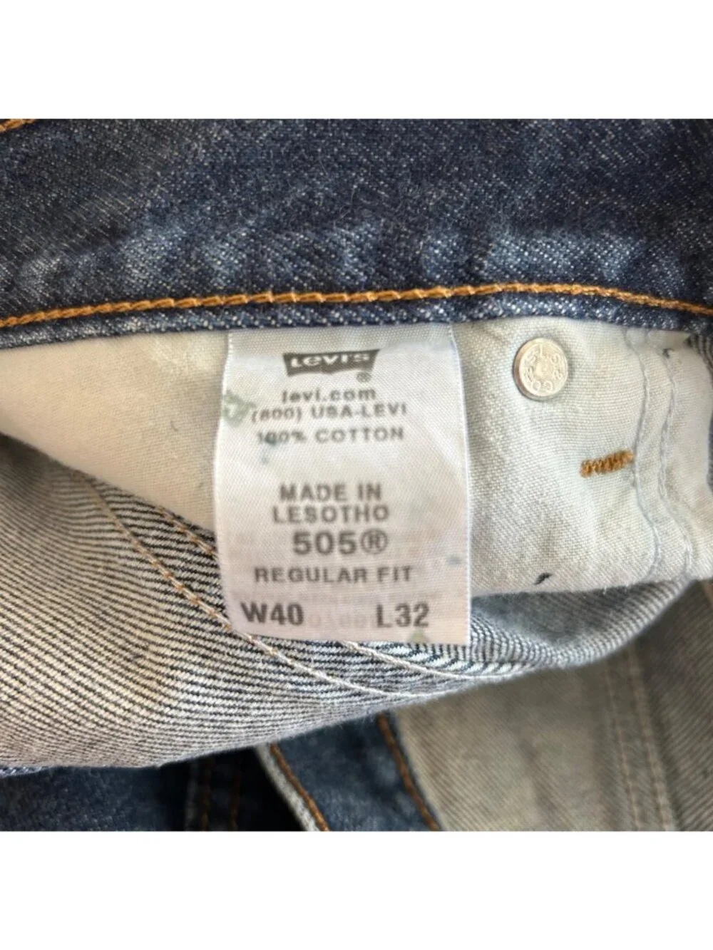 Men's Levis 505 Regular Fit Jeans 40X32‎ Dark Wash Denim Streetwear Casual
